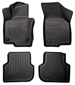 Volkswagen Jetta Floor Liners - Front + Rear - Husky Liners - WeatherBeater Combo - Black - 2011